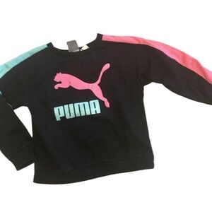 🛍️3 for $25🛍️ Puma 4t Kids Black Sweatshirt with Pink and Blue Accents